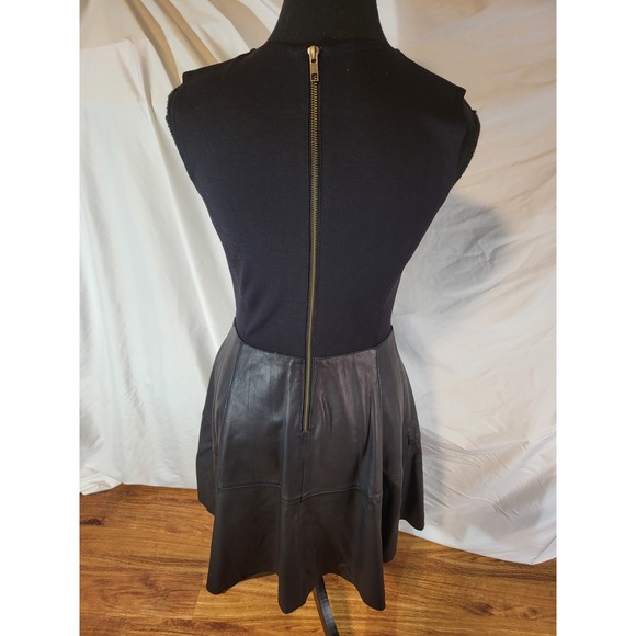 Halogen Black Leather Dress & Ponte Knit Fit & Flare Size 2 XS Edgy - Picture 4 of 7